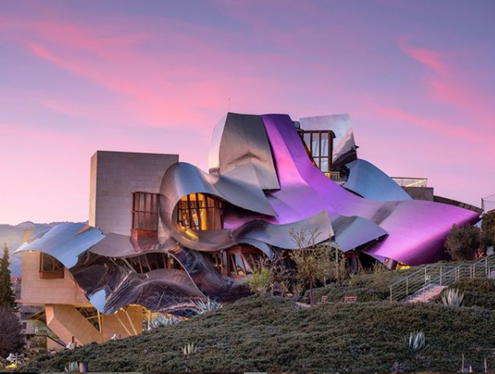 Sunset over Marqués de Riscal winery