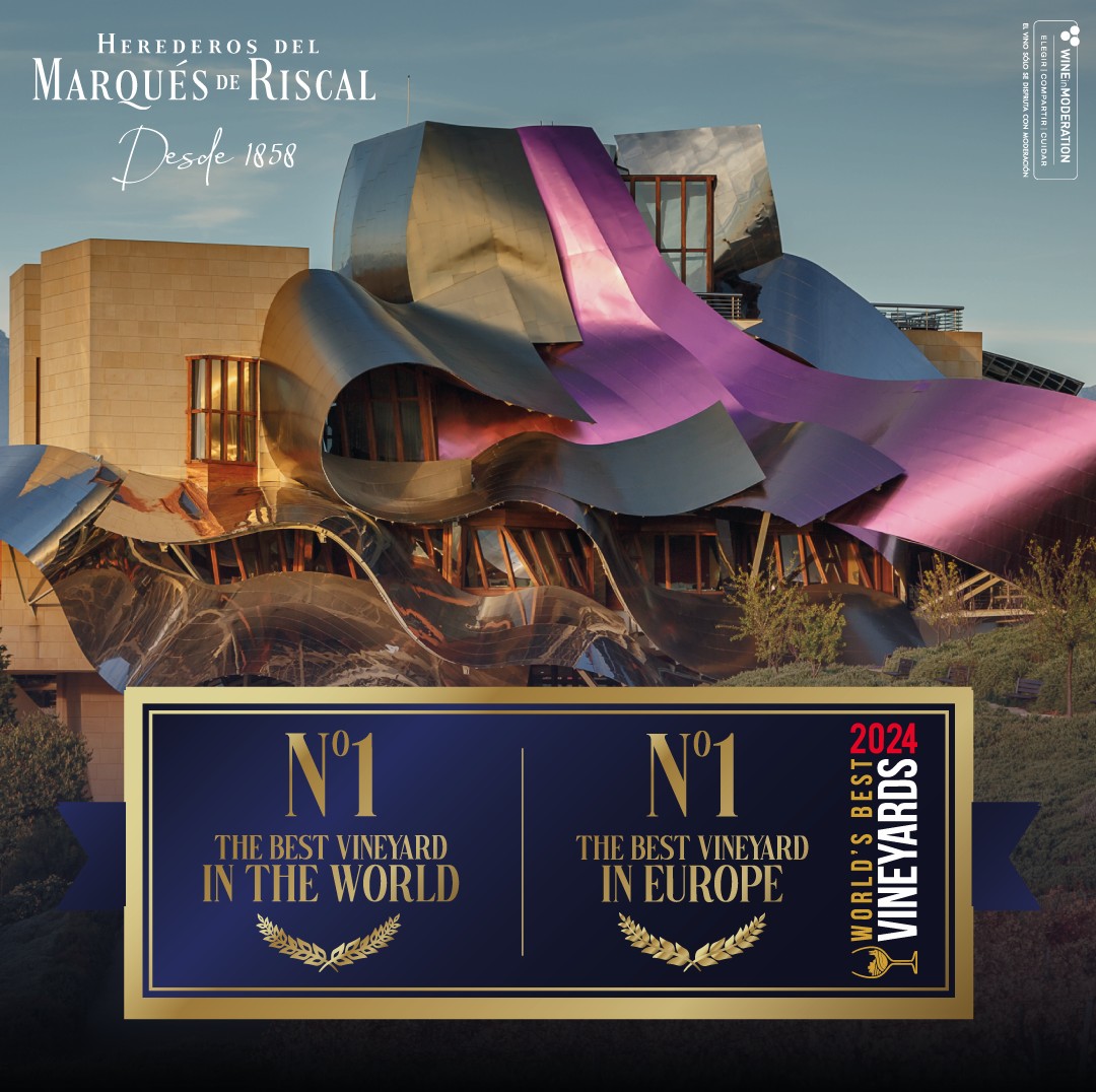 The World's Best Vineyard award recognition for Marqués de Riscal, highlighting its status as a top global wine tourism destination in Rioja, Spain.